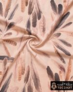 Feather print cotton scarf fabric closeup