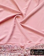Sequence work pink chiffon instant hijab fabric closeup