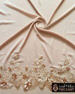 Brown 3D Floral print chiffon scarf fabric closeup