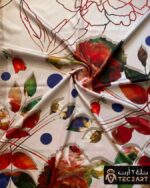 Floral print satin scarf fabric closeup