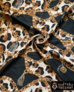 Leopard print cotton scarf fabric closeup