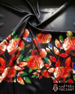 Floral print satin scarf fabric closeup