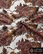 Tiger print chiffon dress fabric closeup