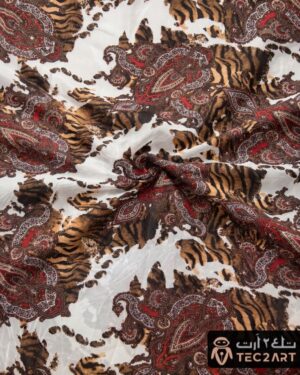 Tiger print chiffon dress fabric closeup