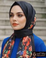 Black multi satin scarf