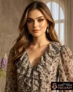 Brown chiffon dress fabric