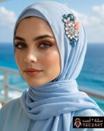 Blue chiffon scarf