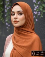 Orange pleated chiffon scarf