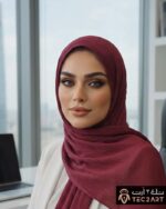 Maroon pleated chiffon scarf