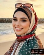 Brown satin scarf
