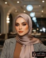 Brown satin scarf