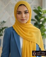 Gold pleated chiffon scarf