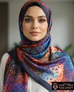 Black multi satin scarf
