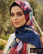 Blue multi satin scarf