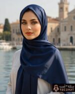Blue satin scarf