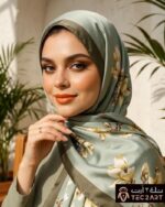 Grey multi satin scarf