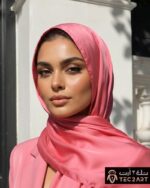 Pink satin scarf