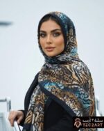 Blue Multi Scarf Satin with Butterfly Print